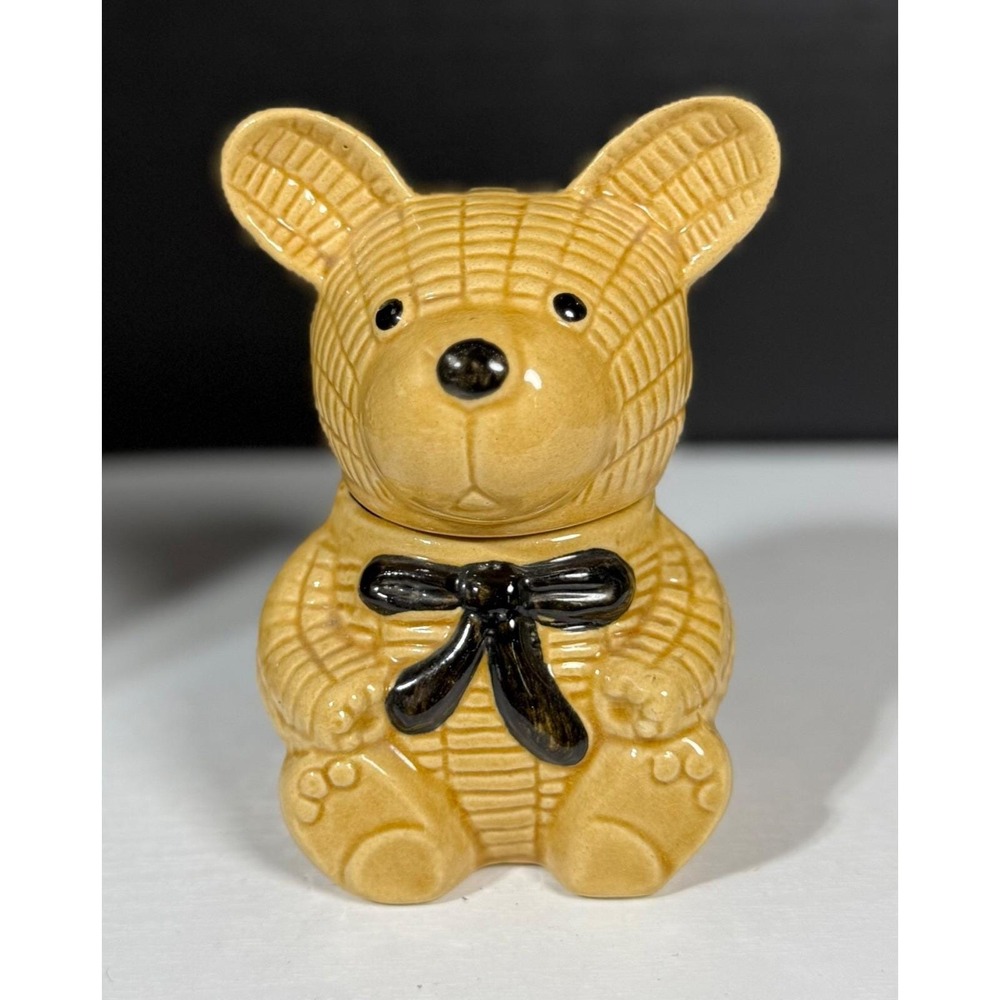 Vintage Ceramic Golden Honey Bear Pot with Opening for Honey Dipper (not inc.)‎